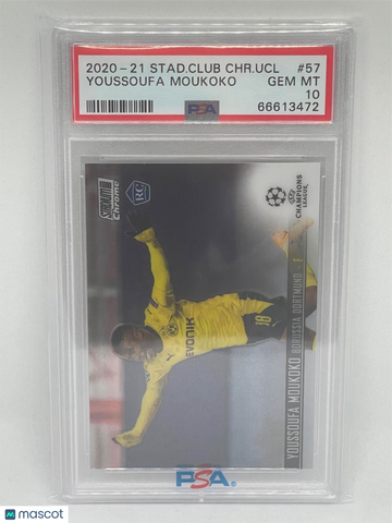2020 Stadium Club Chrome UEFA Champions League Youssoufa Moukoko #57 PSA 10