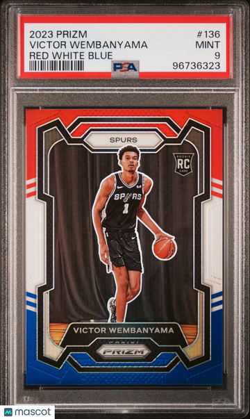 2023 Panini Prizm Victor Wembanyama #136 Red White Blue PSA 9