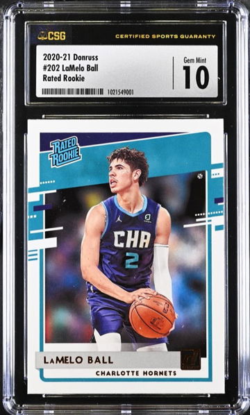 2020-21 Donruss LaMelo Ball Rated Rookie #202 CSG 10 Gem Mint Charlotte Hornets