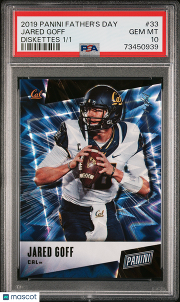 2019 Panini Father's Day Jared Goff #33 Diskettes /1 Short Print Parallel/Variety Insert PSA 10