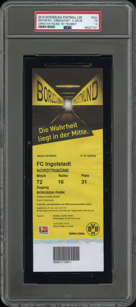 2016 Bundesliga BVB vs Ingolstadt  Christian Pulisic 1st Team Pro Debut PSA 1.5