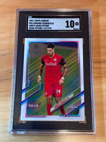 Dominik Szoboszlai 2020 Topps Chrome UEFA Champions League Aoki Neon Future /199 SGC 10