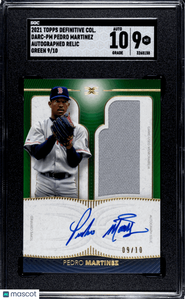 2021 Topps Definitive Collection Pedro Martinez #DARC-PM Auto. Relic Green SGC 9 Auto 10