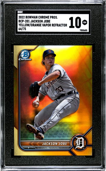 2022 Bowman Chrome Jackson Jobe BCP-201 Yellow/Orange Vapor Refractor numbered 64/75