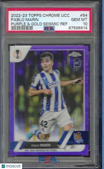 2022-23 Topps Chrome UEFA Club Competitions Pablo Marin #54 Purple & Gold Seismic Ref PSA 10