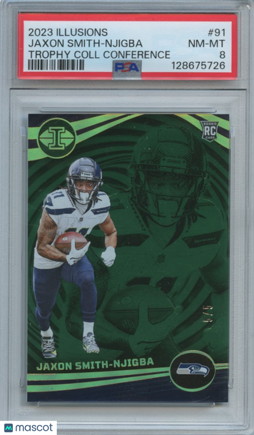 2023 Panini Illusions Jaxon Smith-Njigba #91 Green Rookie PSA 8 Panini Authentic