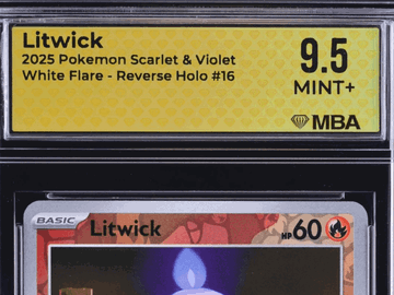 2025 Pokemon Scarlet & Violet White Flare Litwick Reverse Holo MBA 9.5 #16