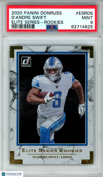 2020 Panini Donruss Elite Series D'andre Swift #ESRDS Rookies Rookie PSA 9