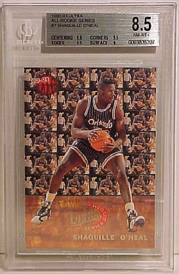 1992-93 ULTRA ALL ROOKIE SERIES #7 SHAQUILLE O'NEAL ROOKIE BGS 8.5 NM-MT+