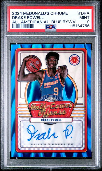 2024 Topps Chrome Mcdonald's All American All American Autographs Blue Raywave Drake Powell #DRA PSA 9