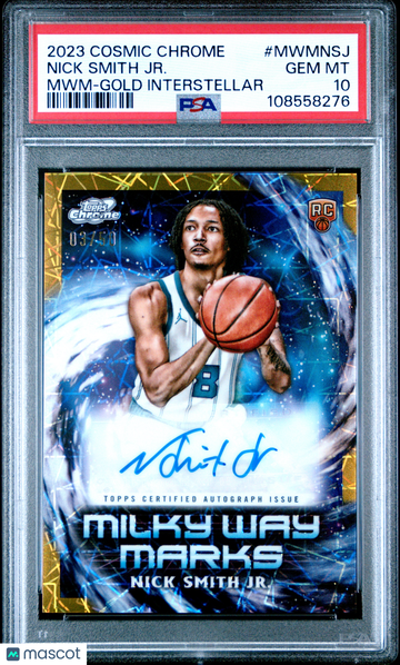 2023 Topps Cosmic Chrome Milky Way Marks Autographs Nick Smith JR. #MWMNSJ MWM Gold Interstellar PSA 10