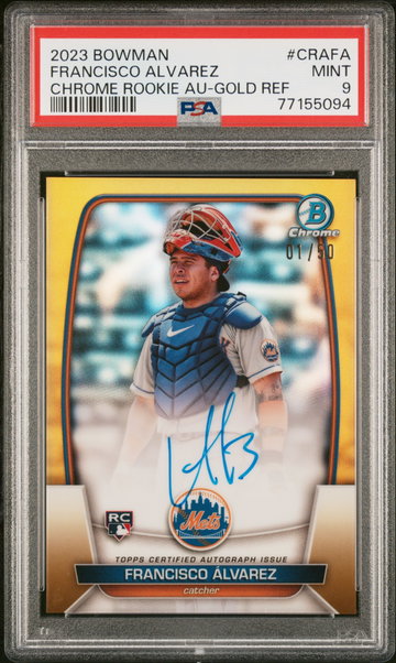 2023 Bowman Chrome Rookie Autograph Gold Refractor Francisco Alvarez #CRAFA /50 PSA 9