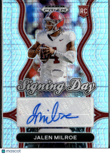Jalen Milroe 2025 Panini Prizm Draft Picks Signing Day RC Auto Silver Alabama Crimson Tide