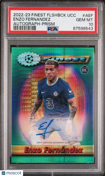 2022-23 Topps Finest Flashbacks UEFA Club Competitions Autographs Enzo Fernandez #AEF Prism Refractor PSA 10