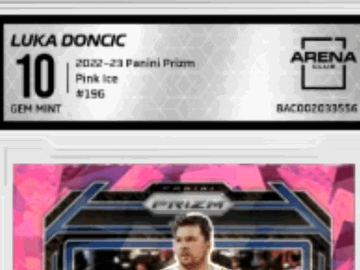 Graded 2022-23 Panini Prizm Luka Dončić Trading Card #196 Pink Ice Arena Club 10 Dallas Mavericks
