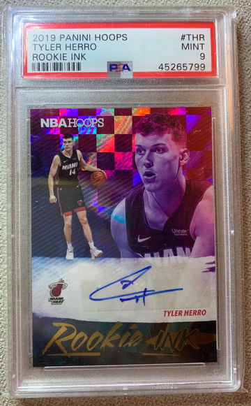 2019 Hoops Tyler Herro Rookie Ink Auto Autograph RC PSA 9 MINT Heat Y402