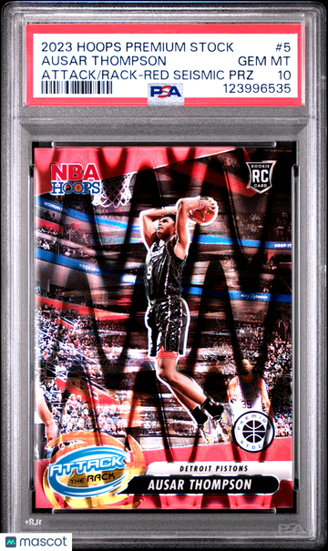 2023 Panini Hoops Premium Stock Attack The Rack Ausar Thompson #5 Red Seismic PRZ PSA 10