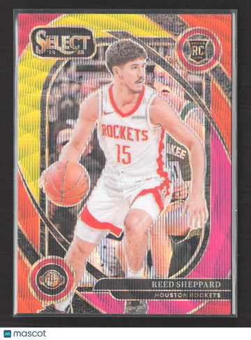 2025 Panini Select Prizm Courtside Reed Sheppard #299 Pink Yellow /20 RC