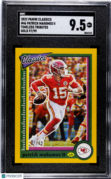 2022 Panini Classics Patrick Mahomes II #46 Timeless Tributes Gold SGC 9.5
