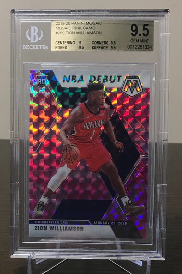 Zion Williamson 2019 Mosaic Pink Camo Prizm RC NBA Debut BGS 9.5