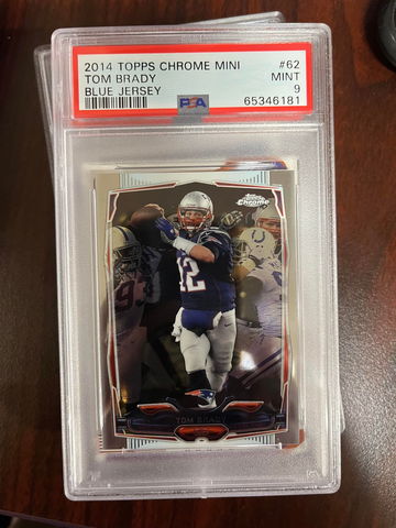 2014 topps chrome Mini Tom Brady Blue Jersey PSA 9