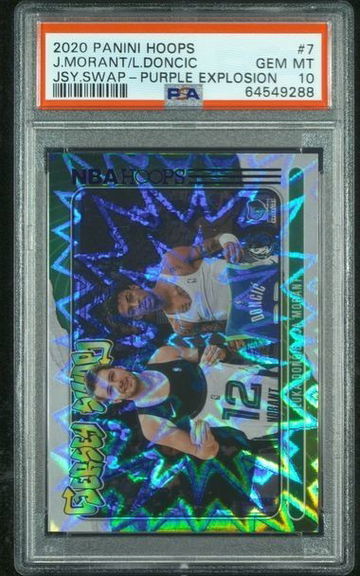 2020 Panini Hoops Ja Morant Luka Doncic Jersey Swap Purple Explosion