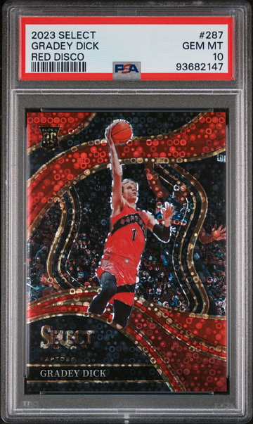 2023 Panini Select Courtside Red Disco Prizm Gradey Dick #287 /49 PSA 10