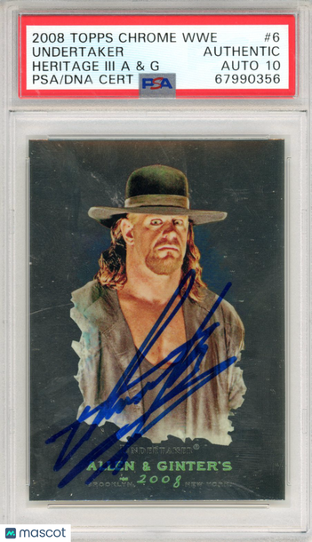 2008 Topps Chrome WWE Heritage III Allen & Ginter Undertaker #6 PSA A Auto 10