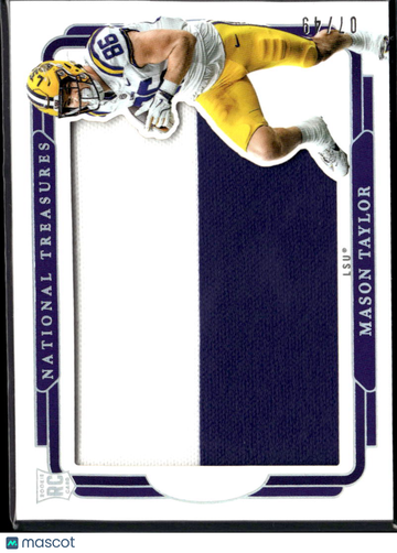 Mason Taylor 2023 Panini National Treasures Collegiate RC Jumbo Patch LSU Tigers