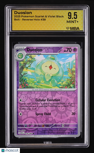 2025 Pokemon Scarlet & Violet Black Bolt Duosion Reverse Holo MBA 9.5 #38