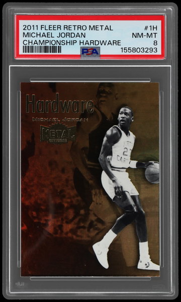 2011 Fleer Retro Michael Jordan Metal Championship Hardware PSA 8