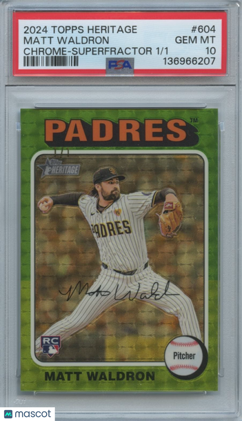 2024 Topps Heritage Matt Waldron #604 SuperFractor Rookie PSA 10 Topps