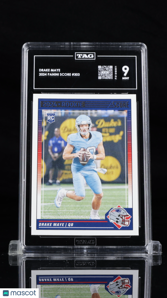 2024 Panini Score Drake Maye #303 Rookie TAG 9