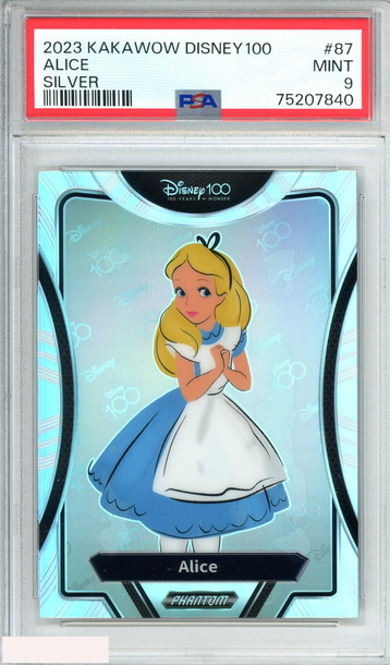 2023 KAKAWOW DISNEY100 WONDROUS CHARACTER ALICE #87 SILVER HOLO PSA 9 MINT
