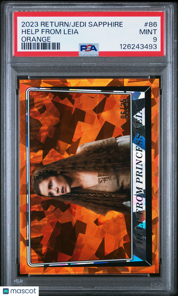 2023 Topps Chrome Sapphire Star Wars Return Of The Jedi Help From Leia #86 Orange PSA 9