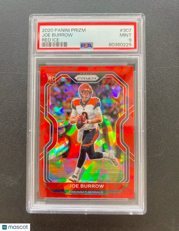 2020 Panini Prizm Joe Burrow #307 Red Ice Prizm Rookie PSA 9