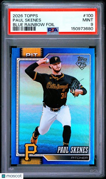 2026 Topps Paul Skenes Blue Rainbow Foil /150 #100 PSA 9