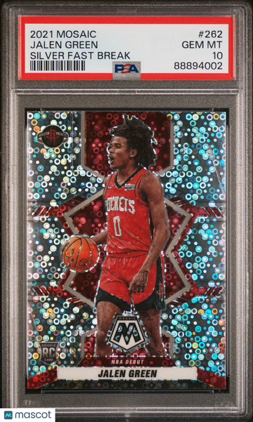 2021 Panini Mosaic Jalen Green #262 Silver Fast Break PSA 10