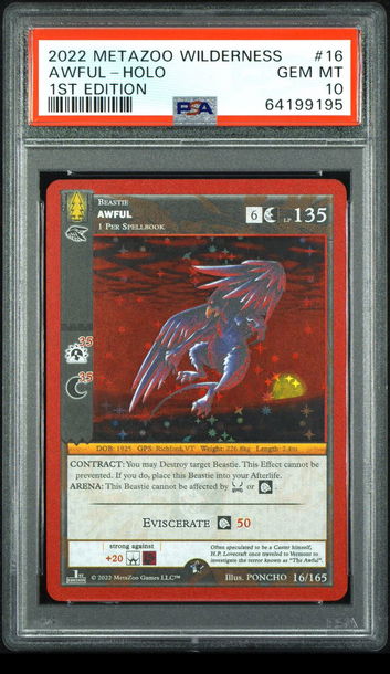 🌲🦅2022 Metazoo Wilderness 41 AWFUL-HOLO 1ST EDITION |PSA 10| 16/165 💎🚨