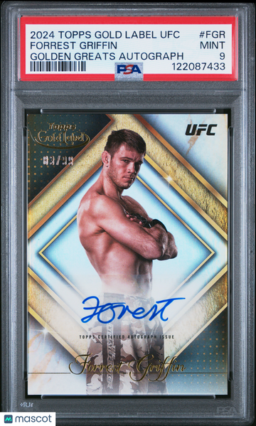 2024 Topps Gold Label UFC Golden Greats Autographs Forrest Griffin #FGR /99 PSA 9