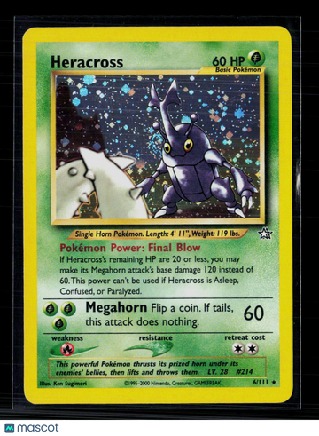 2000 Neo Genesis Heracross Holo Rare #6/111