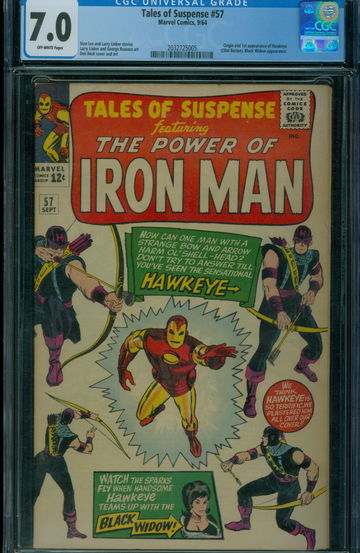 Tales of Suspense #57 CGC 7.0 Offwhite Pages 1st appearance Hawkeye Marvel Comics 1964