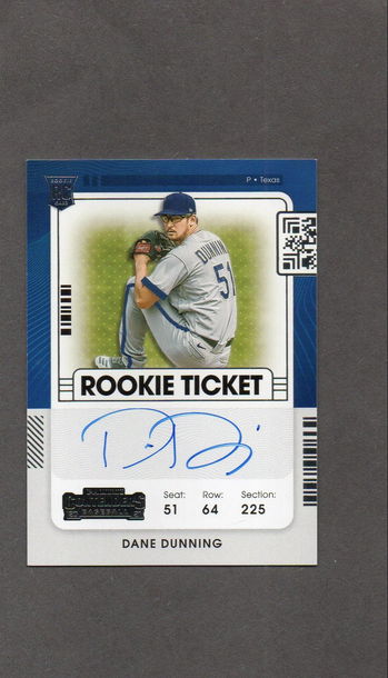 2021 Panini Contenders #109 Dane Dunning rookie autograph