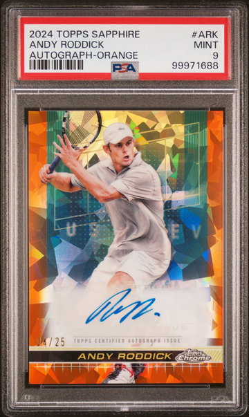 2024 Topps Chrome Sapphire Tennis Autographs Autograph-Orange Andy Roddick #ARK /25 PSA 9