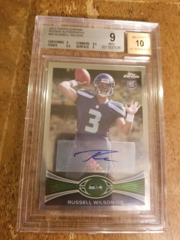 2012 Topps Chrome Russell Wilson Rookie Auto RC #40 BGS 9 Auto 10