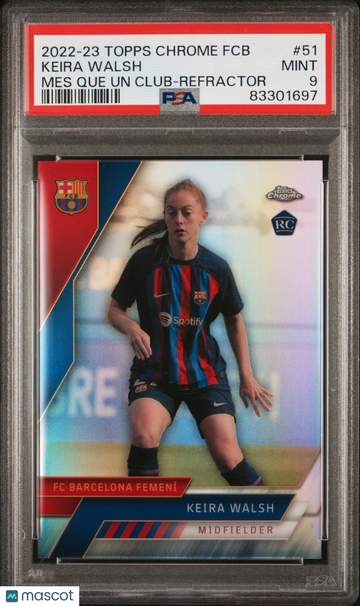 2022 Topps Chrome FC Barcelona Mes Que Un Club Keira Walsh #51 Mes Que Un Club-Refractor PSA 9