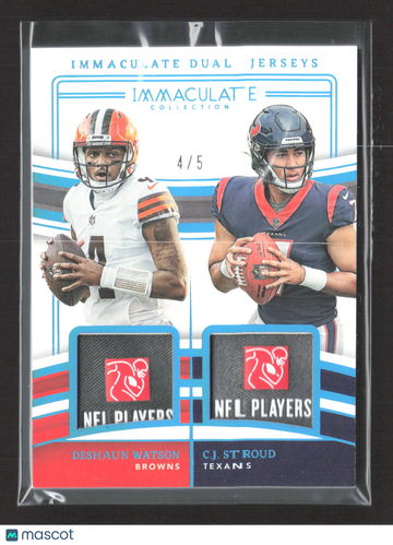 2023 Panini Immaculate Collection Immaculate Dual Jerseys C.J. Stroud Deshaun Watson #IDJ-DWCJS /5 Dual Jerseys Memorabi