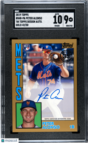 2019 Topps Peter Alonso #84R-PA '84 Design Autograph Gold 50 SGC 9 Auto 10