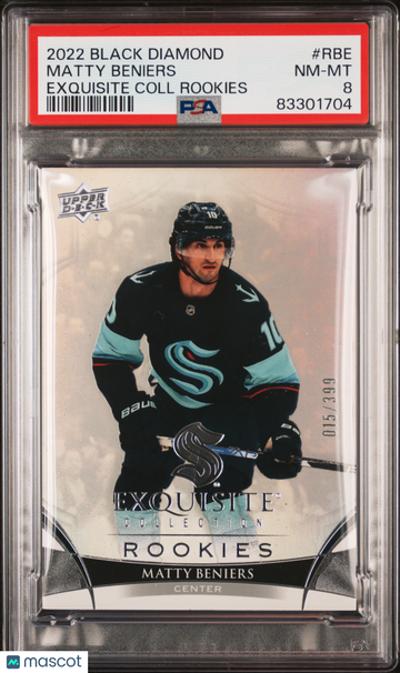 2022 Upper Deck Black Diamond Exquisite Collection Rookies Matty Beniers #RBE PSA 8