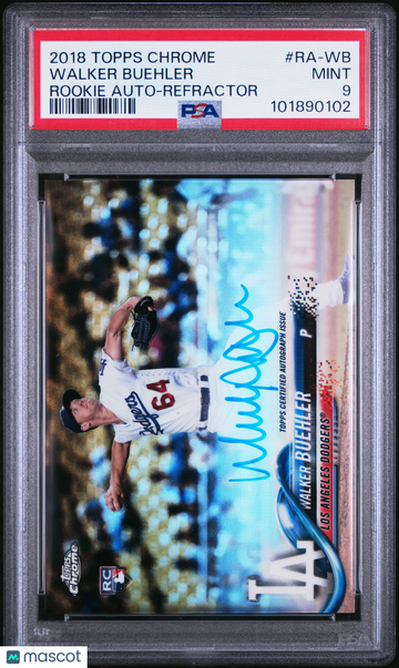 2018 Topps Chrome Rookie Autograph Walker Buehler #RA-WB Refractor PSA 9